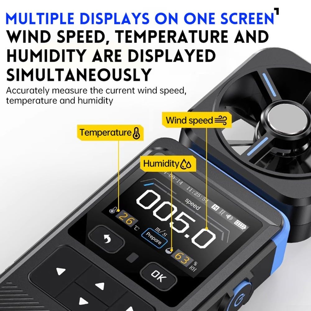 FAM-02 Thermomètre hygromètre portable professionnel 3 en 1 numérique avec enregistrement de courbes, alarme sonore et vibration pour CVC