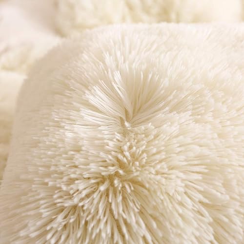 Miniatura 5 de Uhamho - Juego de funda de edredón peluda, aterciopelada de pelaje sintético con fundas de almohada, ultra suaves, calentitas y resistentes