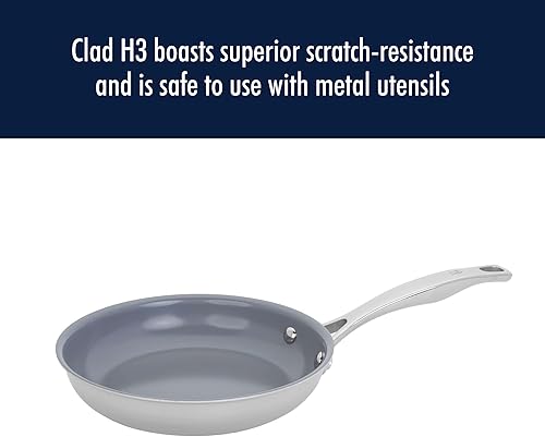Vista 14 de HENCKELS Clad H3 - Sartén antiadherente de cerámica de inducción de 10 pulgadas con tapa, acero inoxidable, duradera y fácil de limpiar