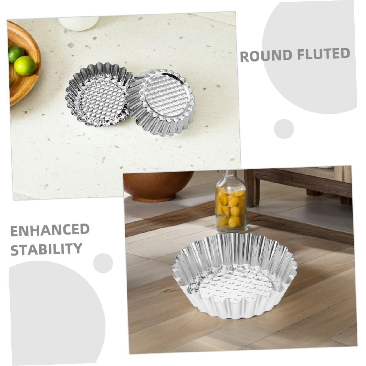 SOLUSTRE 30 Stück Teiliges Mini Kuchen Backform aus Edelstahl Runde Förmchen mit Dekorativem Geriffeltem Rand Stabile Kuchen Muffinformen zum Backen von Törtchen Muffins und Gebäck