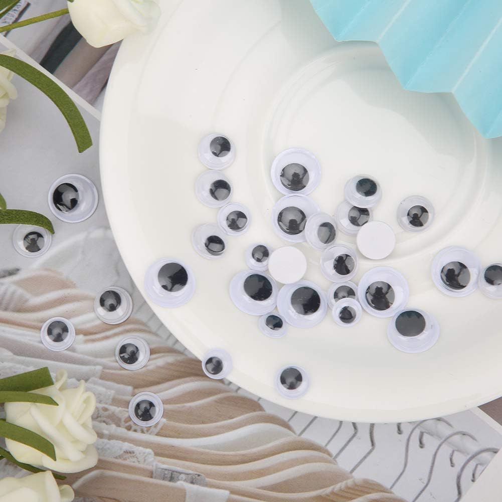 OPPWONG Googly Eyes, 800PCS 4/5 / 6/7 / 8/10 / 12mm Googly Wiggle Eyes Wiggle Eyes Plastic Black and White Moveable Eyeball for Doll Toy