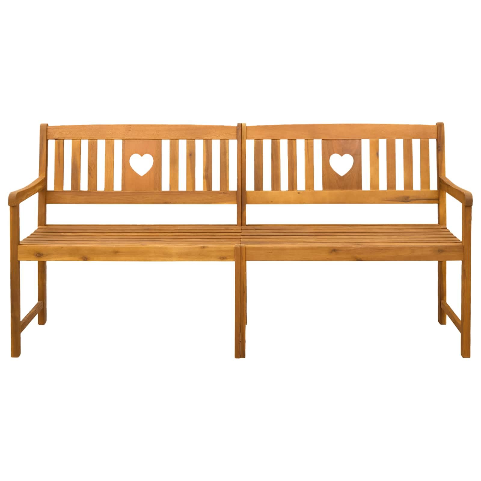 Fengshui Akazienholz Gartenbank 180 cm Natur Geolt | Massivholz, Armlehnen, Rustikales Design, Pflegeleicht, Fr Außenbereiche