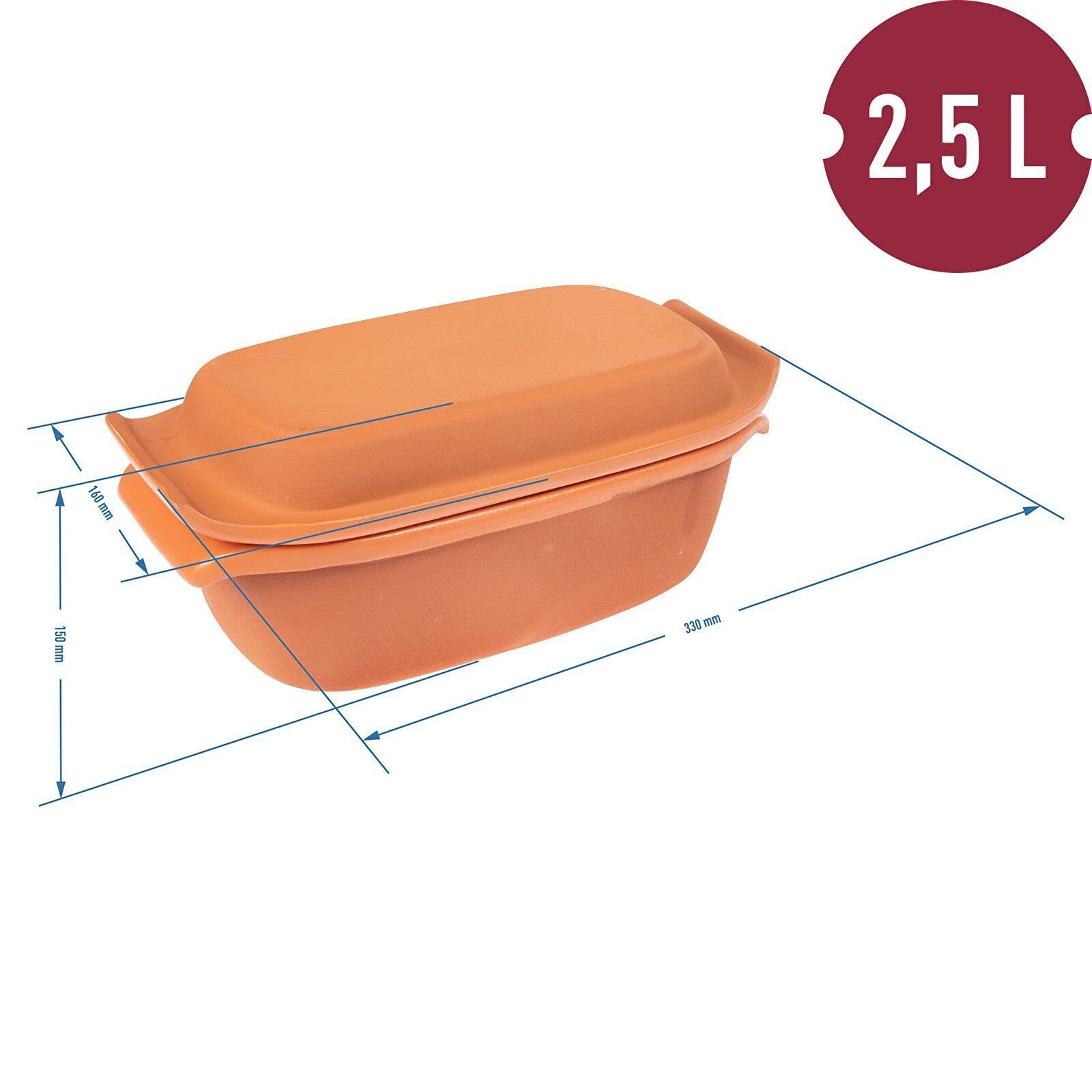 Plat de Cuisson en Argile 2.5L - Ustensiles de Cuisine en Argile