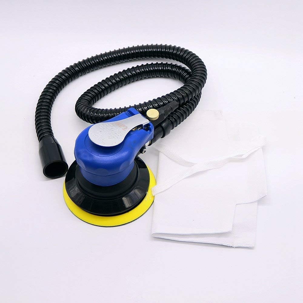 5'' Air Sander Grinder Pneumatic Polisher Vacuum Cleaner Tool with Exhaust Pipe