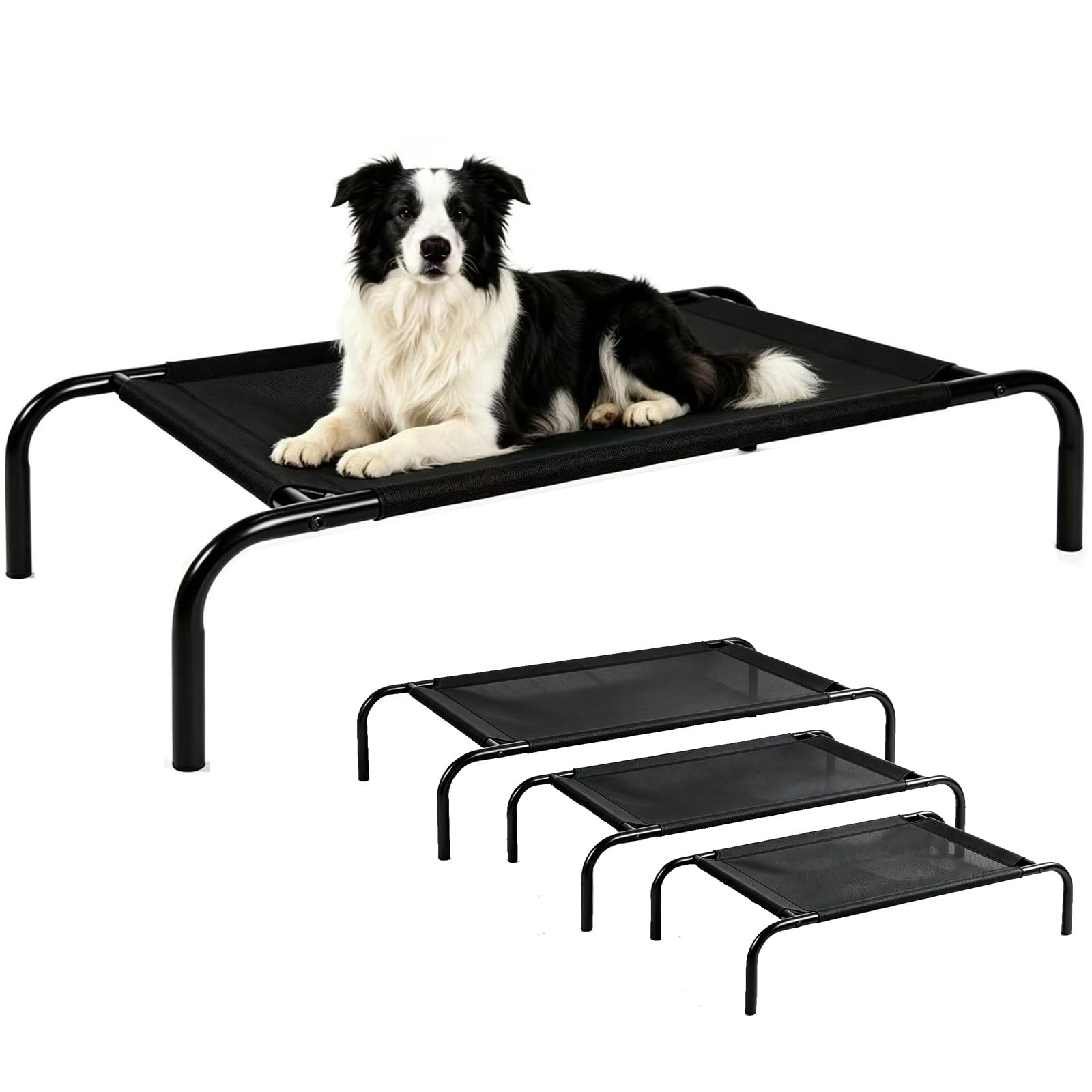AUTOFU Raised Dog Bed Elevated Outdoor Dog Bed with Breathable Washable Mesh, Dog Cooling Bed for Large Medium Small Dogs, Heavy Duty Sturdy Steel Frame Supports Up to 41kg （Small, 75x47x15 CM）