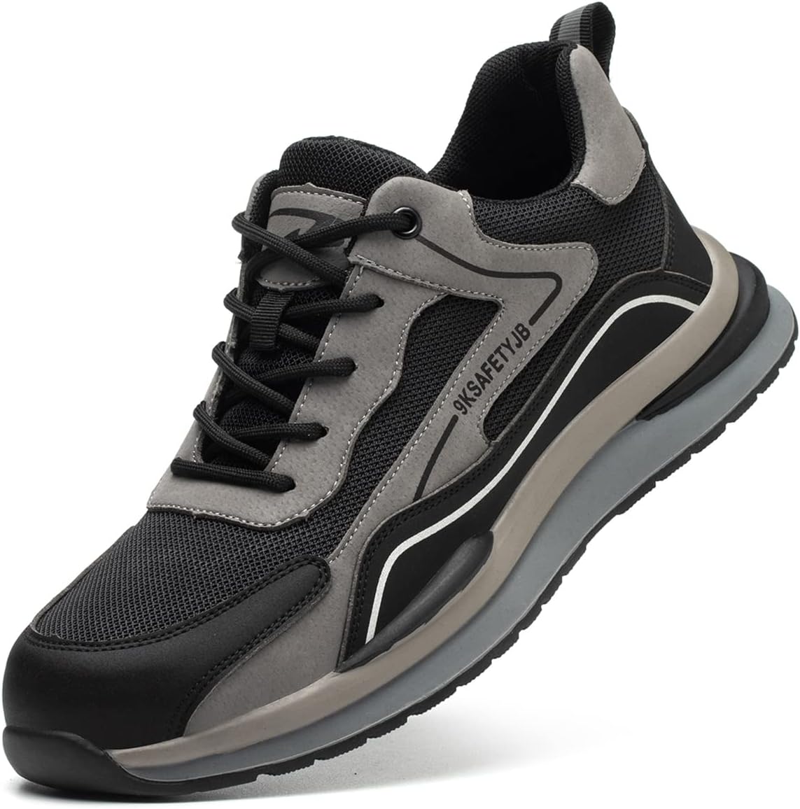 Micoklinlin Steel Toe Shoes for Men Work Lightweight Sneakers Non-Slip Safety Shoes Casual Hiking Shoes with Reflective Strip