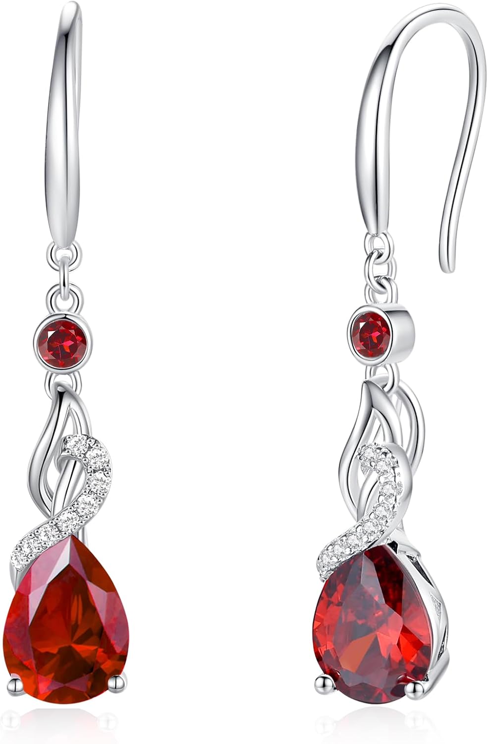 FANCIME Teardrop Dangle Drop Earrings 925 Sterling Silver Pear Gemstone Birthstone Earring Fine Jewelry Birthday Gifts for Women