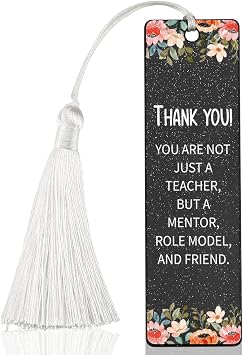 Thank You Acrylic Bookmark for Teacher Mentor Role Model Friend, Floral Inspirational Appreciation Gift with Message, 4.7x1.3 Inch, WCB12