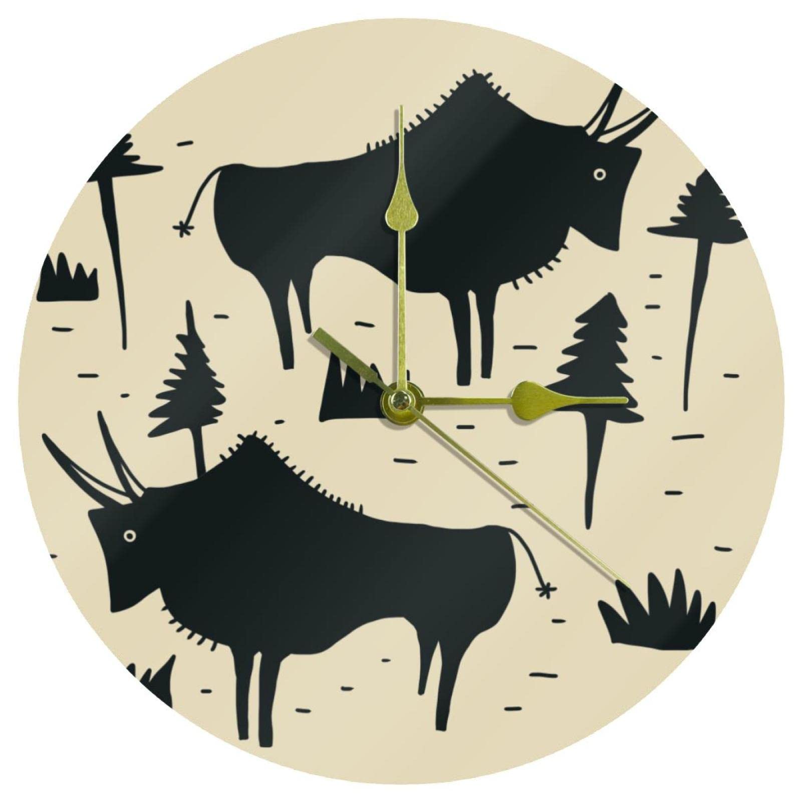Horloge murale acrylique pour salle de classe et école avec cadran rond à motif totem