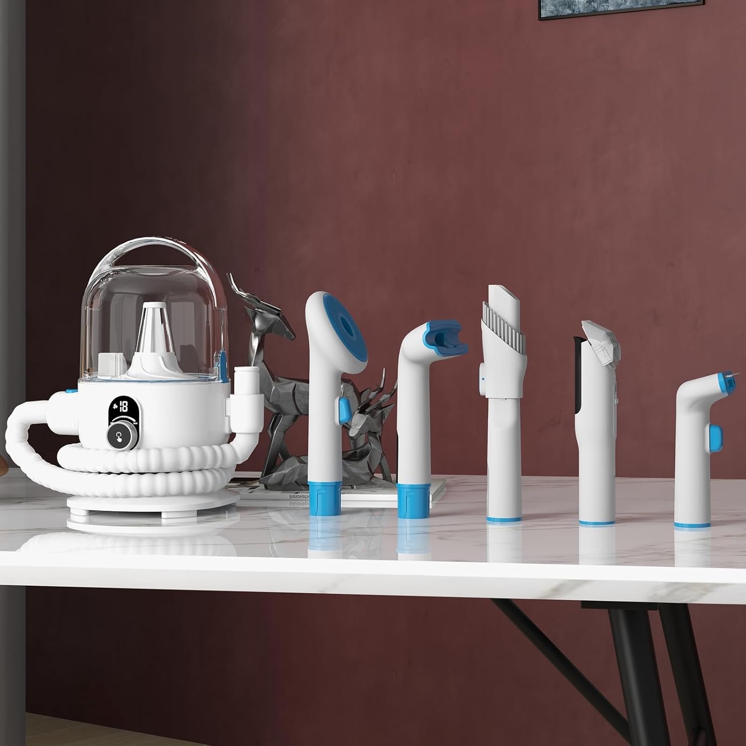 Multi-Function Pet Grooming Kit with Vacuum Suction, Professional Pet Grooming Vacuum with Multiple Attachments for Dogs and Cats, Low Noise Pet Grooming Tool Set for Home Use