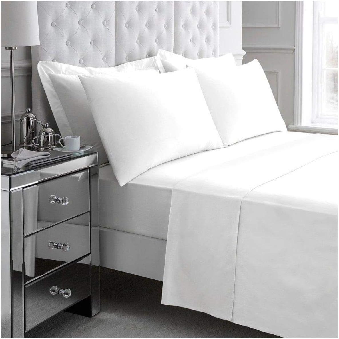 Gaveno Cavalia Soft and Luxurious 200 Thread Count Egyptian Cotton FITTED Sheet White Double