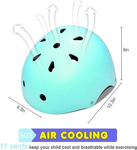 Miniatura 3 de Casco ajustable para niños con rodilleras, coderas y muñequeras - Cascos de bicicleta para niños pequeños de 3-5, 5-8, 8-14 años - Perfecto para