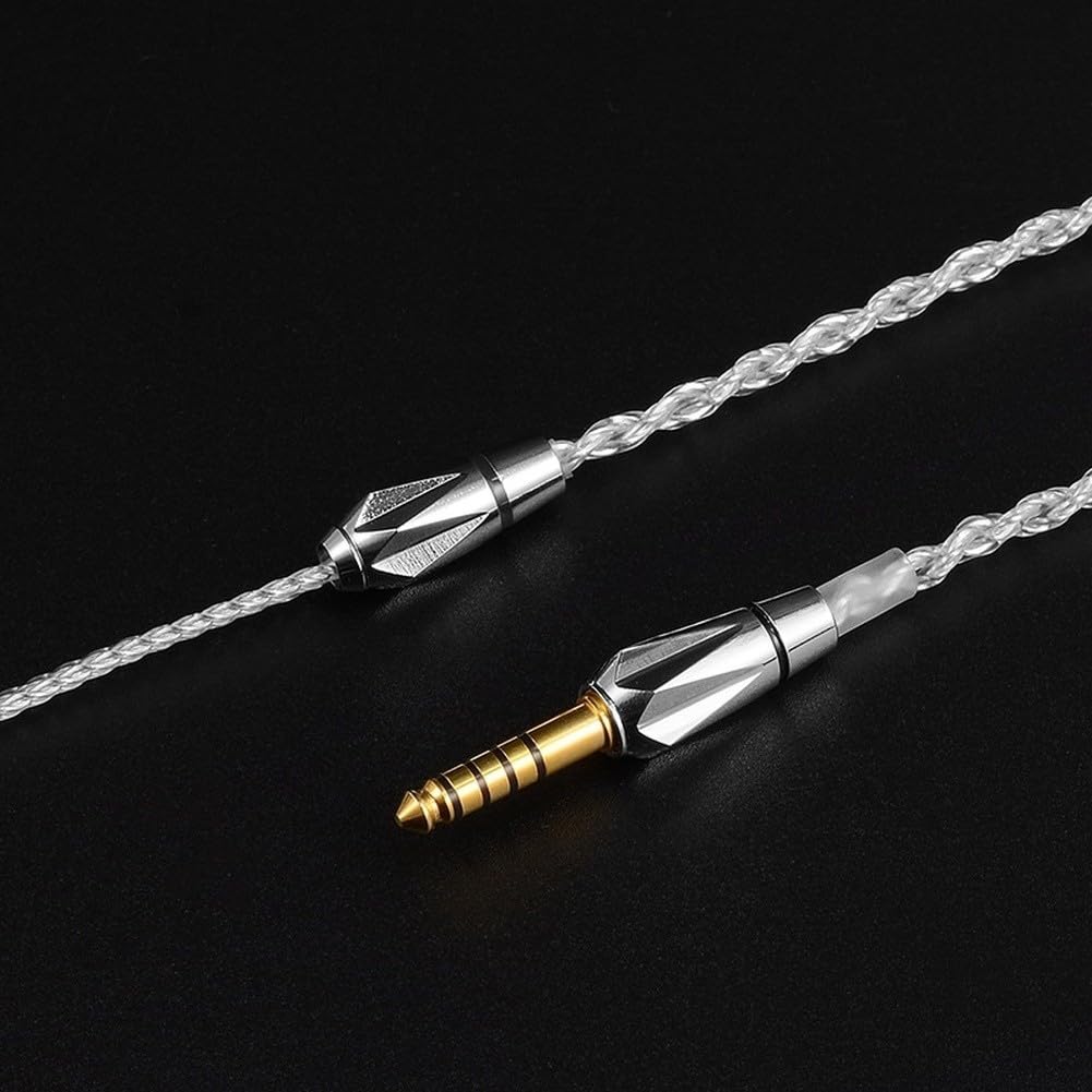 Cable de auriculares de 0,78 mm, 4 hebras, chapado en plata, equilibrado, de alta calidad, para auriculares de 4,4 mm para conexión de audio mejorada de cable de cristal (4,4 mm)