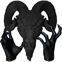 Baphomet Statue, Baphomet Sculpture - Resin Baphomet Statue Wall Baphomet Head and Hand Figurine | Living Room Workplace Devil Statue Scary Devil Statue in Basement Hallway