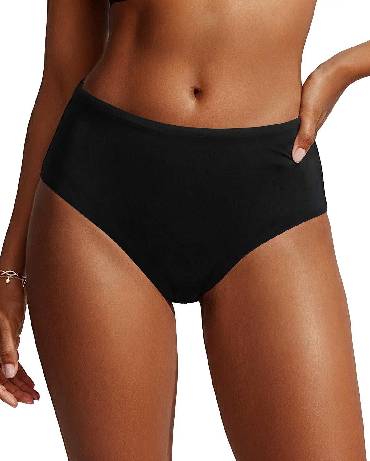 Women Mid Rise Bikini Bottoms - Full Coverage Bathing Suit Bottoms Mid Waist Swim Bottoms 2025-image-2