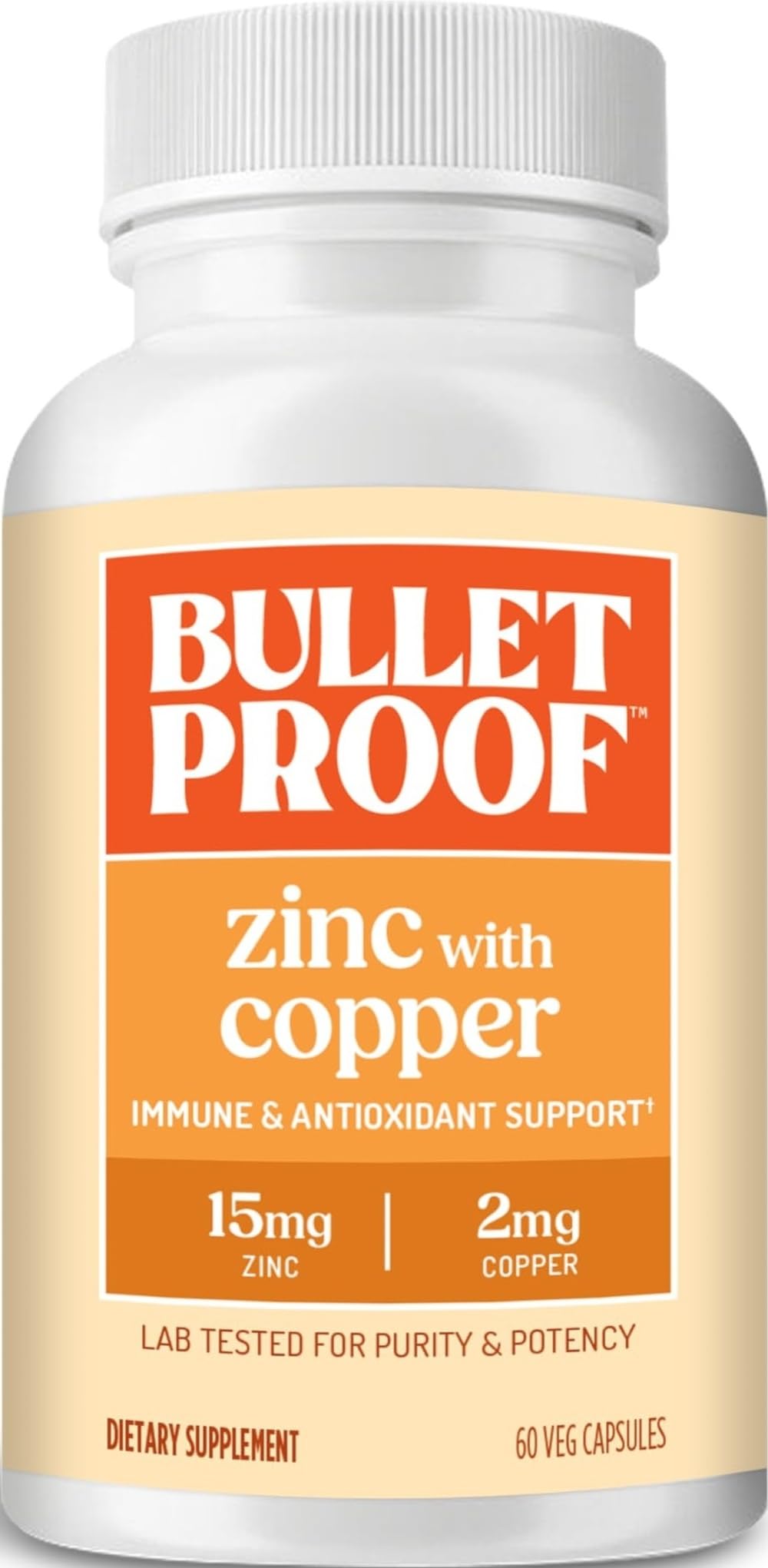Bulletproof Zinc with Copper Capsules, 60 Count, Minerals and Antioxidant Supplement for Immunity and Mood 60 Count (Pack of 1)