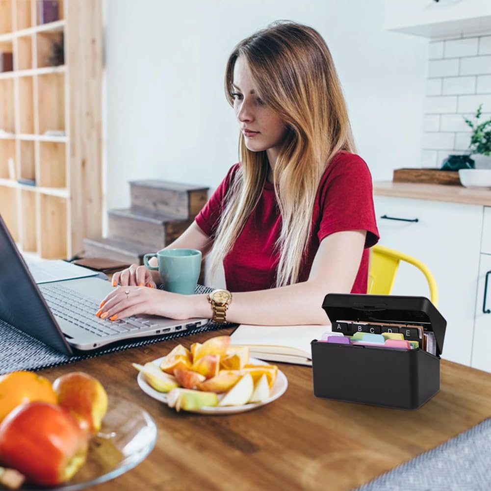 Zyluniy Boîte à Fiches, Boîte D'index, Boîte De Rangement Avec 150 Fiches 100 Fiches Blanches 15 Index Cards 6 Anneaux 6 Autocollants 8 Cercles à Feuilles Mobiles Adhésives Pour L'école Bureau Maison