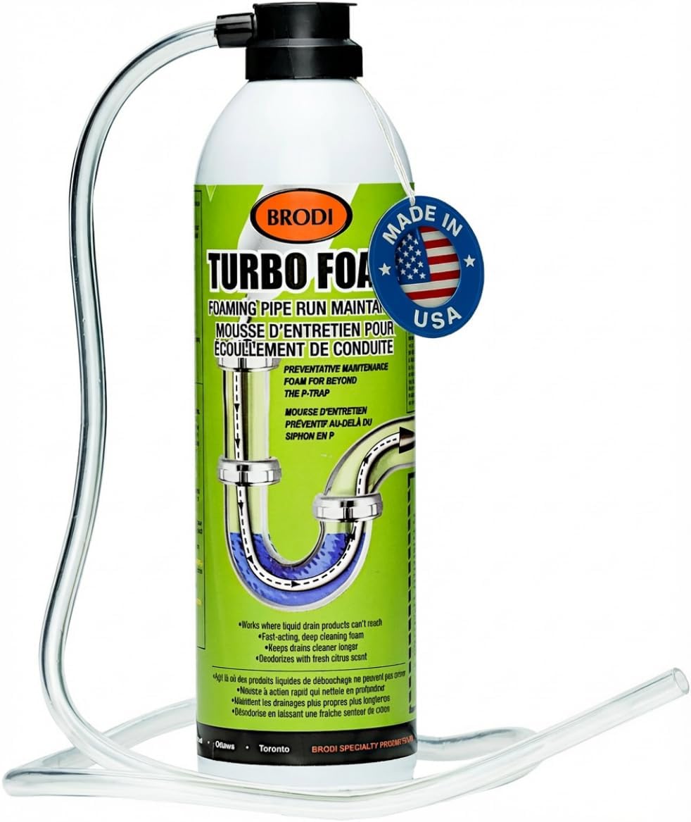 Turbo Foam, Drain Foam Cleaner, Expanding Enzyme Formula, Deep-Cleans Pipes, Dissolves Fat, Oil & Grease, Stops Odors at the Source – Safe for All Plumbing & Septic Systems (Pack of 6)