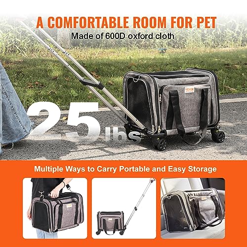 Vevor CAT CARRIER WITH WHEELS 25LBS Airline Approved Pet Carrier thumb #4