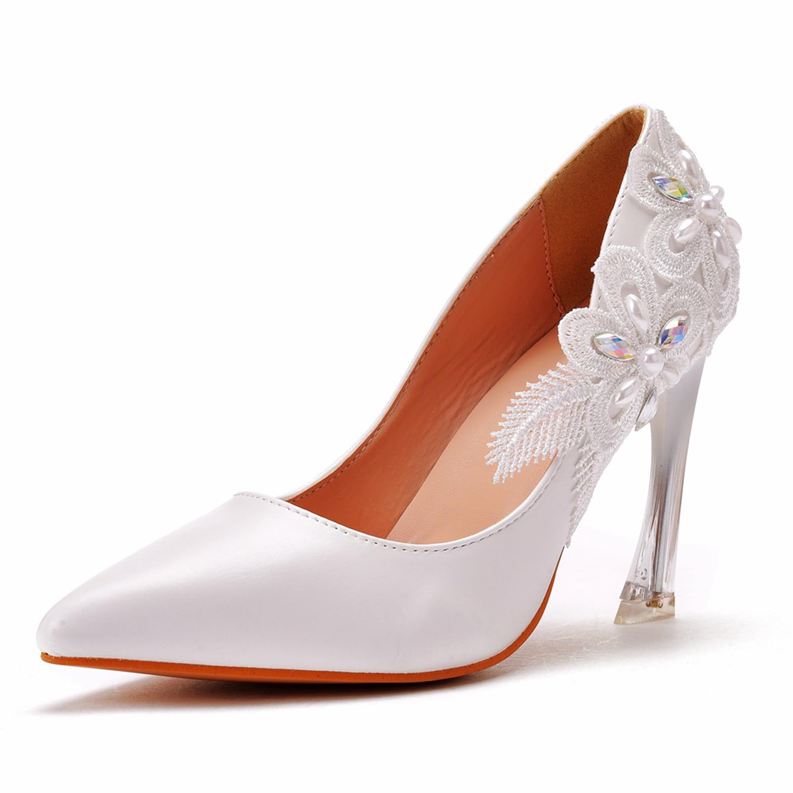 Stivaletti Alla Caviglia Da Sposa In Pizzo Con Punta A Punta, Tacco Grosso Medio 6 Cm, Cerniera Laterale, Colori Avorio, Bianco, Nero