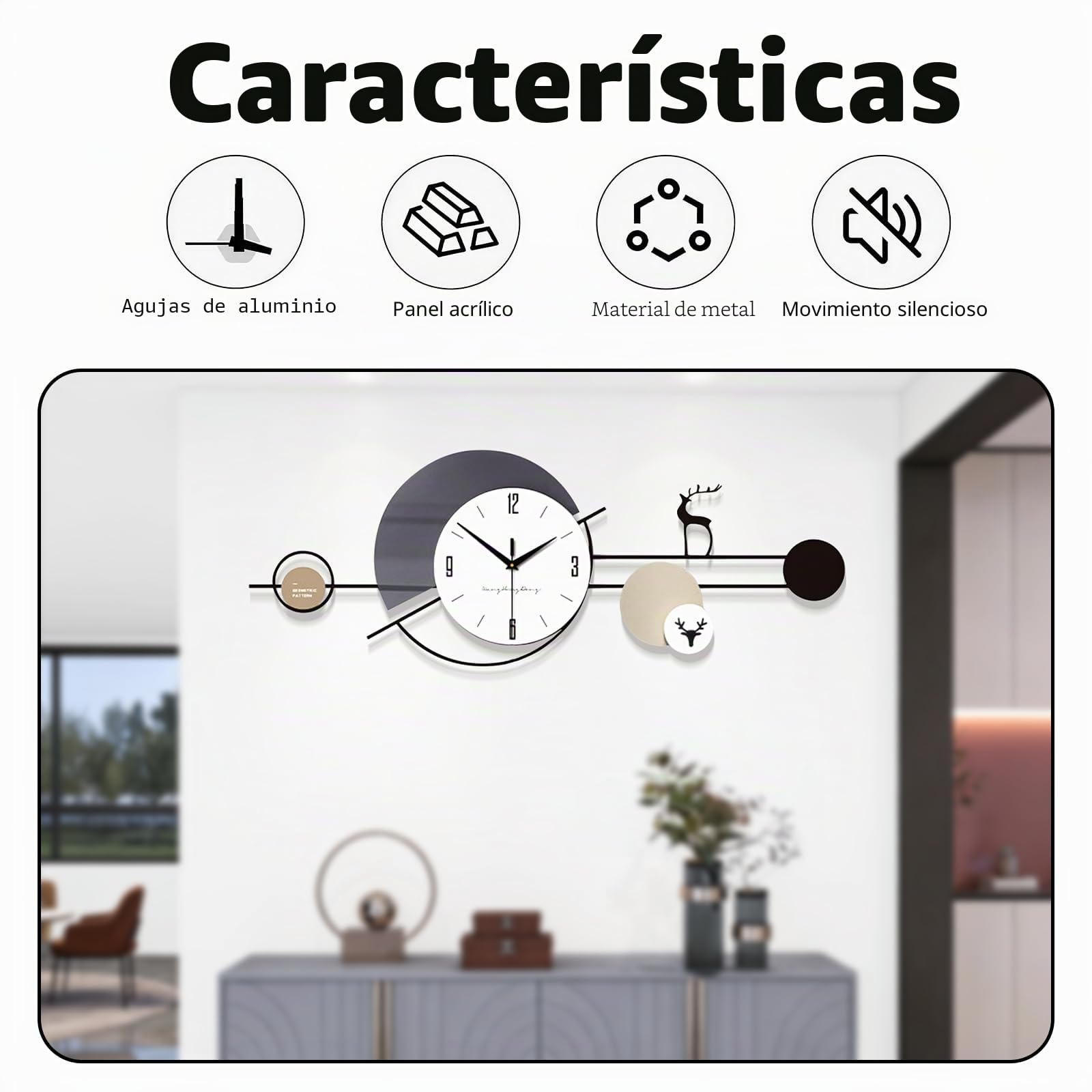 Relojes de Pared Modernos, Reloj De Pared Grande Silencioso Creativo, Decoración de Pared para Escuela, Sala de Estar, Cocina, Oficina