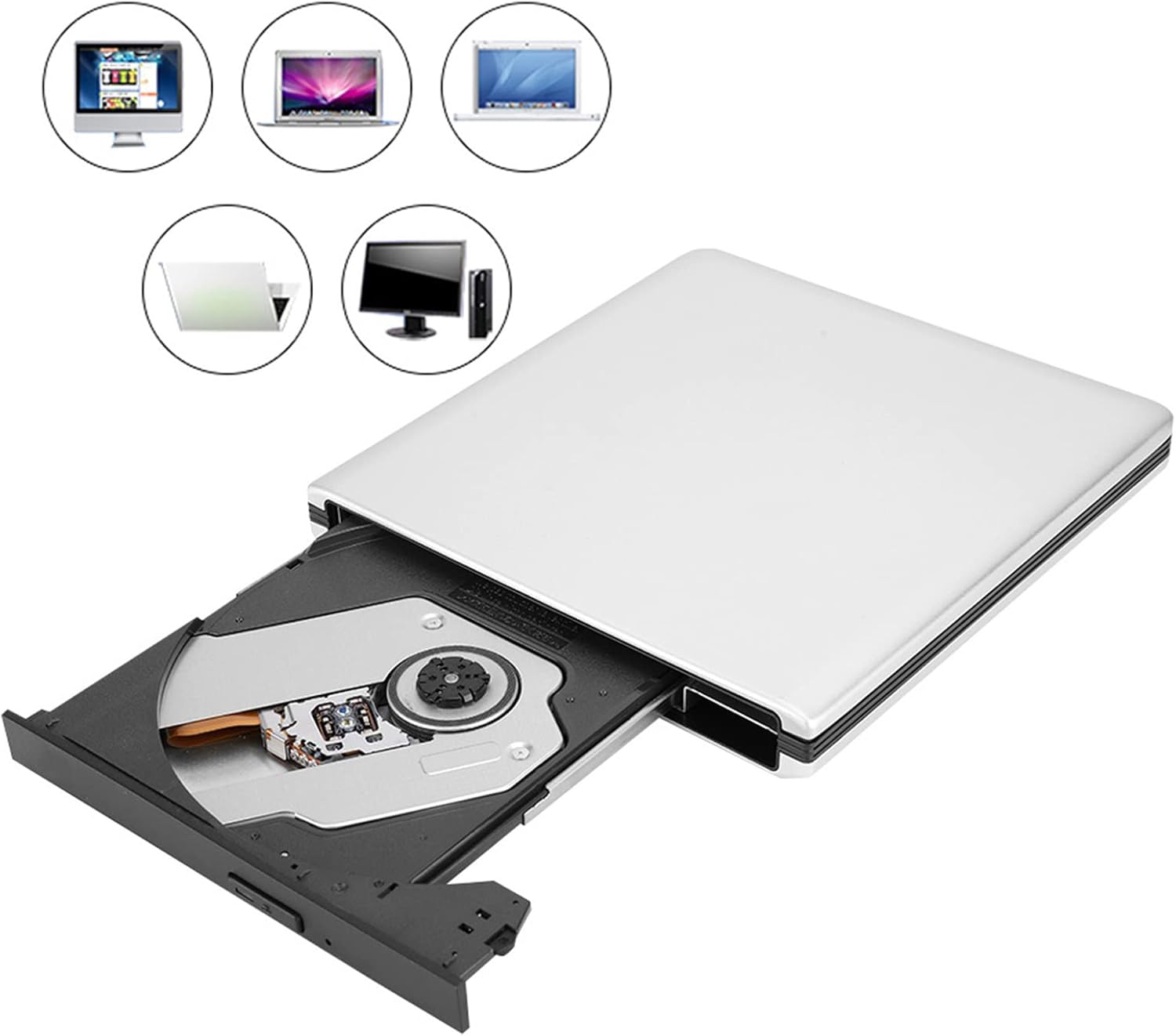 External Disc, CD BD USB DVD Player for Desktops, Laptops and All in One, 3D Blue-ray Movie Recorder, Optical Plug and Play Drive