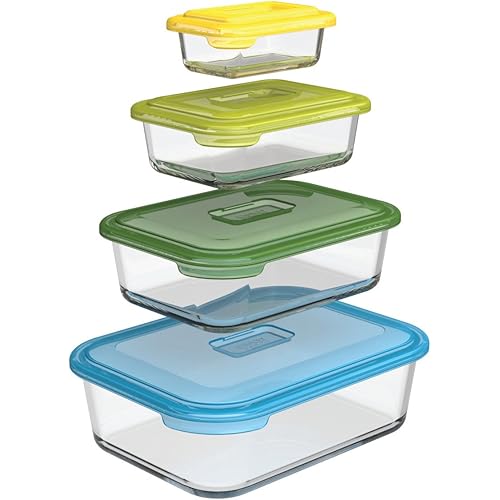 Joseph Joseph Nest Glass Storage Dishes-Multi-Colour, Set of 4, Multicolor