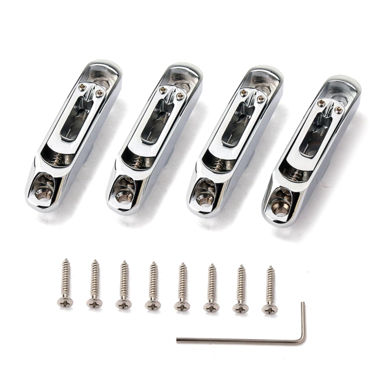 SUPVOX Bass Bridge Clamp Set 4 Pcs Guitar Bridge Saddle for Bass Guitar Zinc Alloy Material