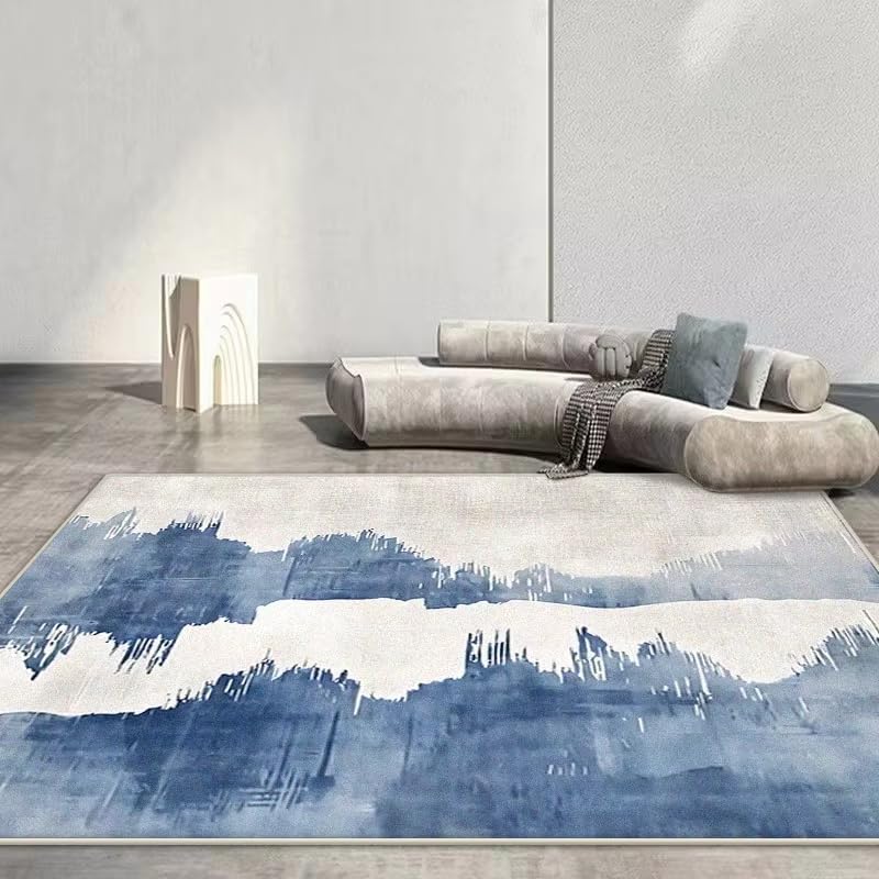 Tapis extérieur salon bleu lavable de format 40x120 cm pour décoration de maison
