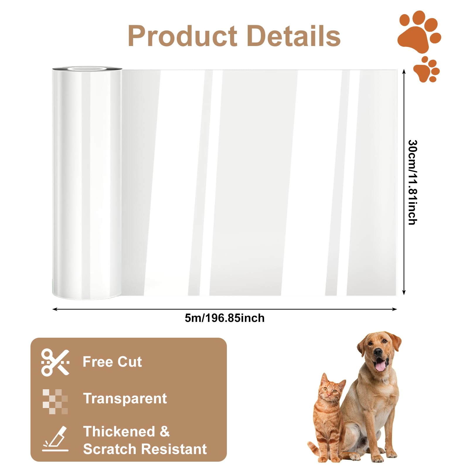 Sofa Protectors from Pets, 30cm*5m Transparent Free Cutting Anti Scratch Furniture Protector, Plastic Sofa Cover - Image 2