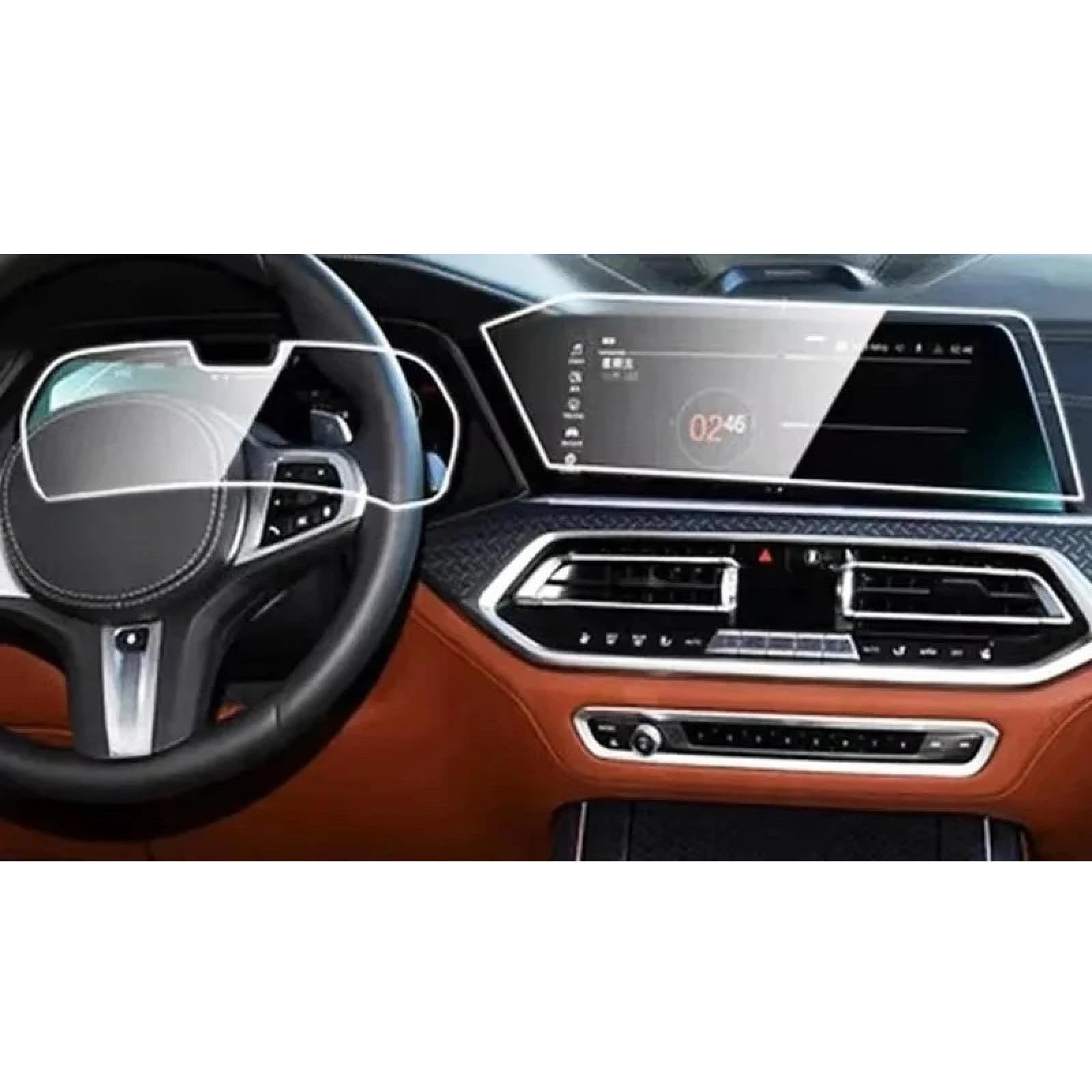 Auto Displayschutzfolie für BMW X5 X6 X7 G05 G06 G07 2019-2022, Navigations- und Armaturenbrett-Bildschirm HD-Hartglas Anti-Kratz-Folie