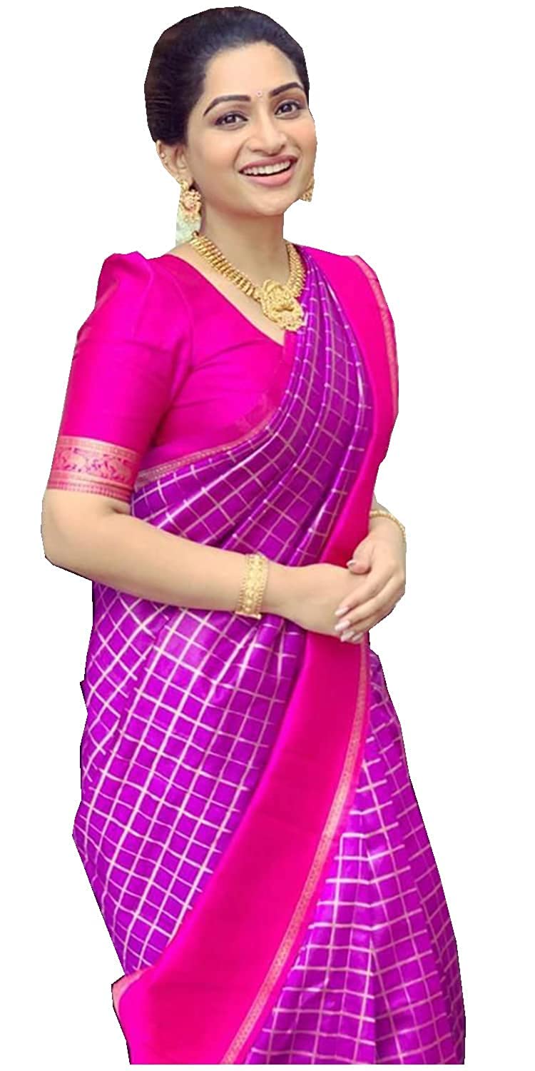 Women's Amazing Kanjivaram Soft Silk Saree With Blouse Piece
