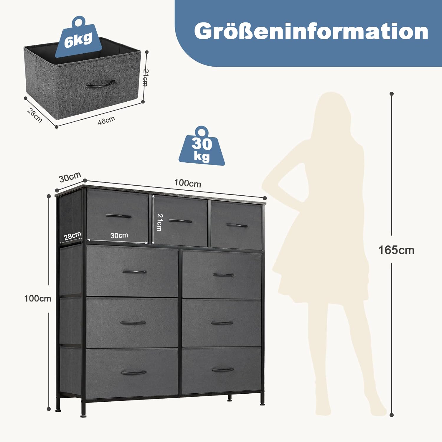 DUMOS Commode Met Laden Multifunctioneel Geschikt Voor Slaapkamer Chest Of Drawers 8 Laden Stoffen Stabiel Stalen Frame Ideaal Woonkamer Bruin 3338719635 DUMOS Commode Met Laden Multifunctioneel Geschikt Voor Slaapkamer Chest Of Drawers 8 Laden Stoffen Stabiel Stalen Frame Ideaal Woonkamer Bruin 3338719635