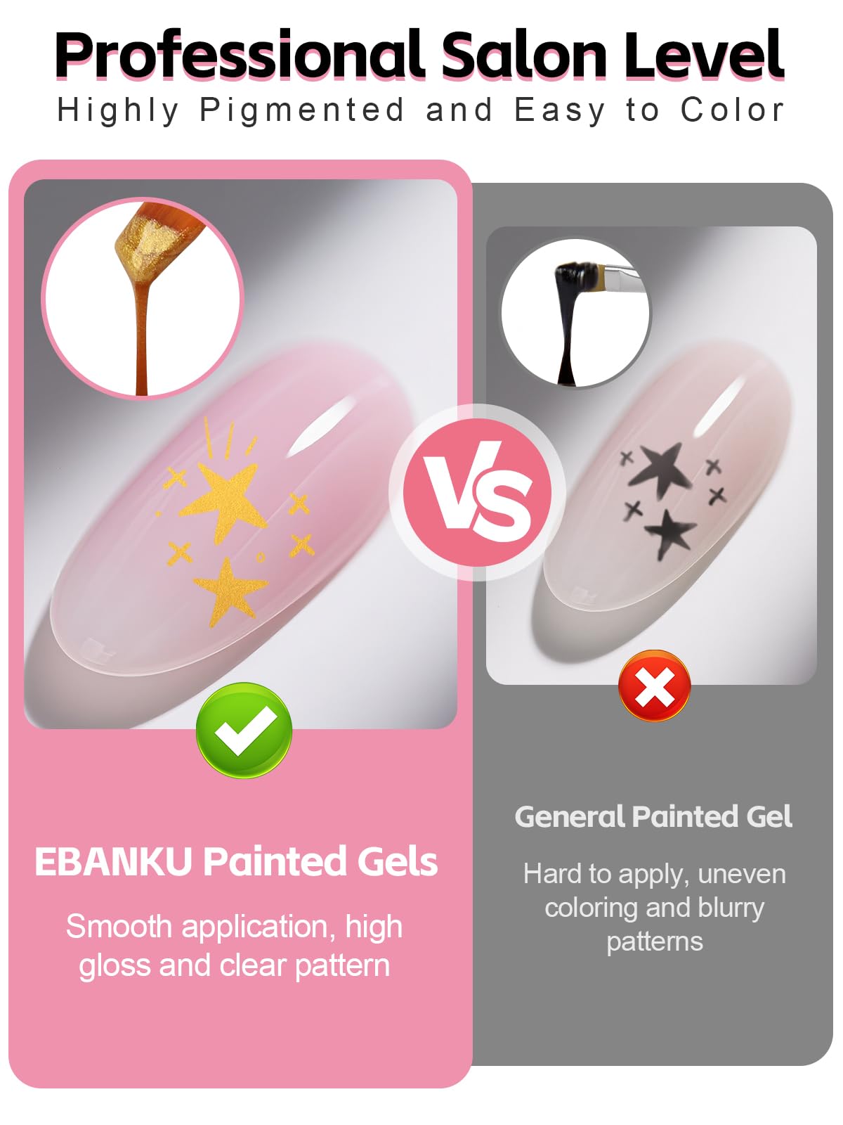 EBANKU Nail Painting Gel, Gold No Wipe Gel Nail Polish for French Tip for Drawing Striper Floral Salon Home DIY Manicure - Image 3