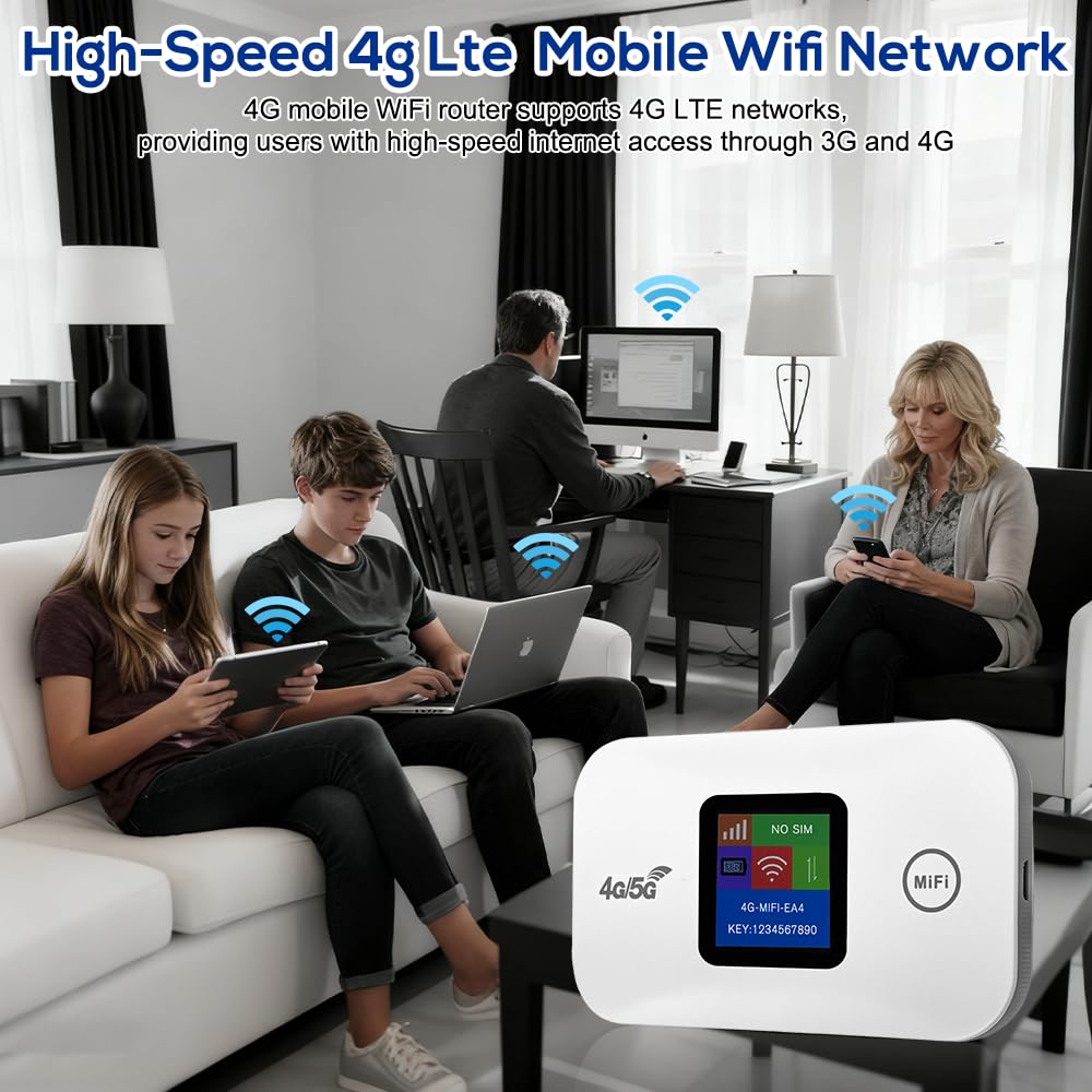 Hotspot Mobile WiFi 4G LTE, Router Hotspot Mobile 4G desbloqueado con ranura para tarjeta SIM 4G LTE Router WiFi Router Internet Mobile LTE hasta 150 Mbps Conecta hasta 10 dispositivos