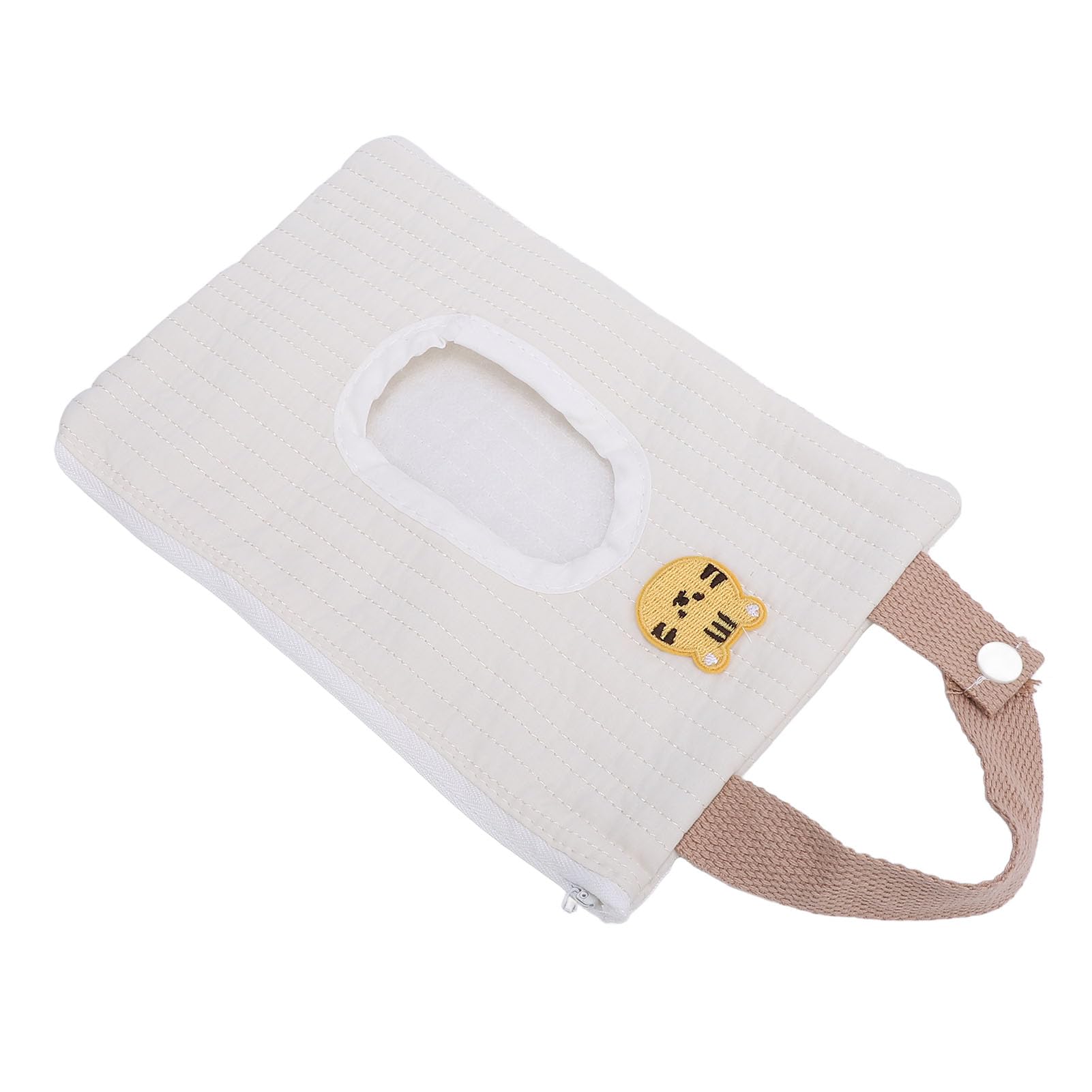 Zunate Travel Baby Wipes Box/Cover with Zipper, Embroidered Cartoon Design, Portable Loop Refillable Wipe Dispenser Bag (White Bear) — view 10