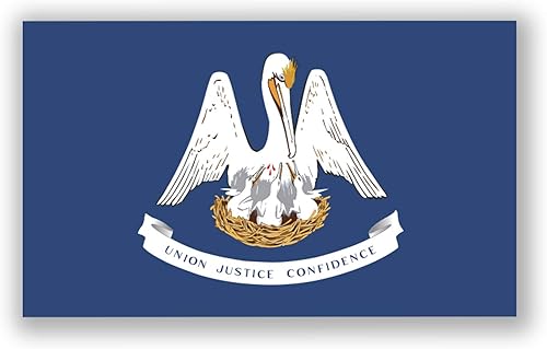 Paquete de 2 calcomanías de la bandera del estado de Luisiana, calcomanías oficiales de la bandera de Luisiana, 5 x 3 pulgadas, vinilo de alta