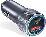 USB C Car Charger, Bangfun 36W Dual USB Car Charger Adapter PD&QC 3.0 Fast Charge Car Phone Charger 12V Cigarette Lighter Adapter Plug for iPhone 16/15/14/13/12/11 Pro Max, Samsung A13/A53/A54 (Grey)