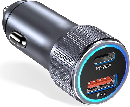 Bangfun - Cargador de coche USB C de 36 W, adaptador de cargador de coche dual USB PD& QC 3.0 Cargador de coche de 12 V, cargador USB para iPhone