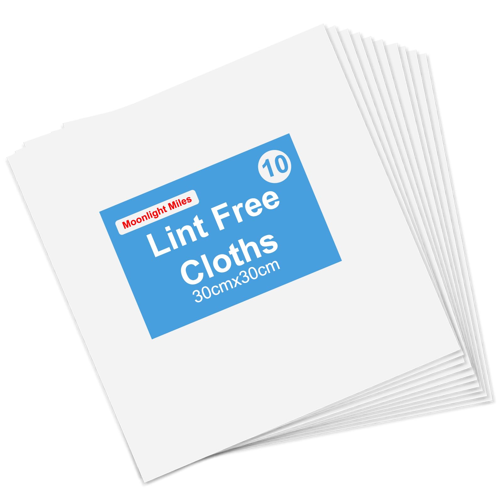Moonlight Miles Lint Free Cloth, Lint Free Cloths for Oiling Wood, Soft Cleaning Rags, Reusable Lint-Free Microfibre Cleaning Cloth for Screen Glass Cleaning (30×30cm) (10)