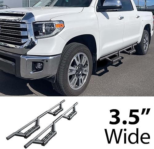 Vista 14 de HD Ridez Armadura de pasos de bolsillo compatible con Toyota Tundra 2007-2021 CrewMax (barras laterales de barra nerf)