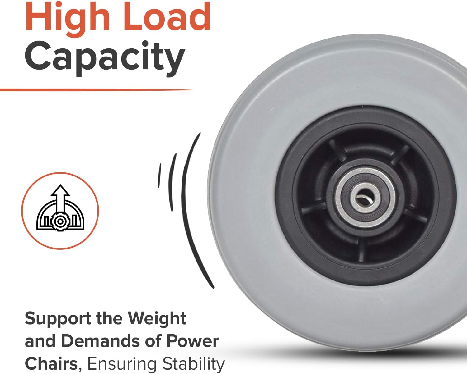 AlveyTech 6"x2" Front and Rear Caster Wheel for the Quantum Q6 Edge & Q6000Z Power Chairs - Replacement Wheels with Gray Ribbed Solid Tires, 638-2RS Bearings, Right or Left (WHLASMB2130 / TAGC2130)