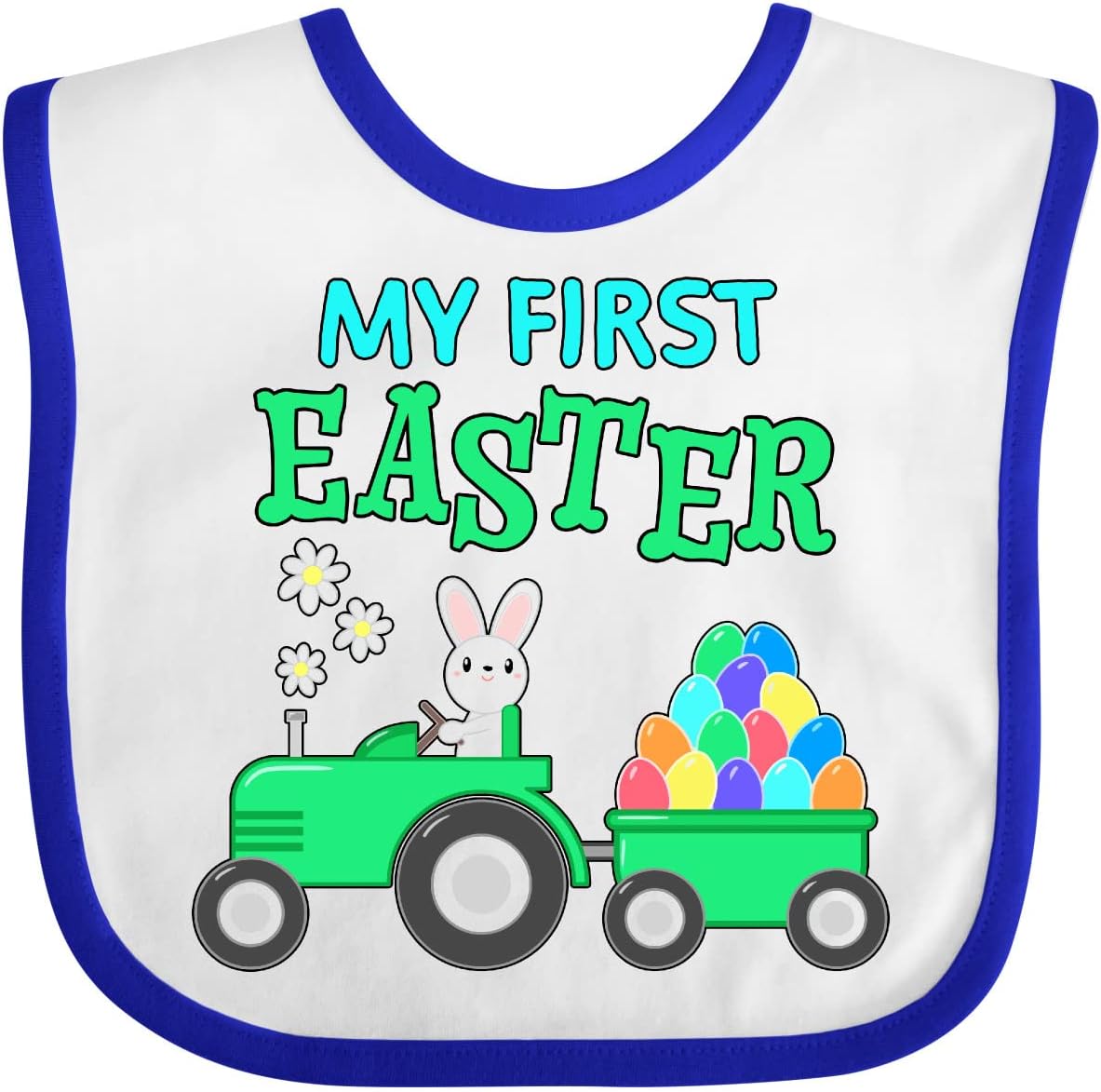 inktastic My First Easter Bunny and Tractor Baby Bib
