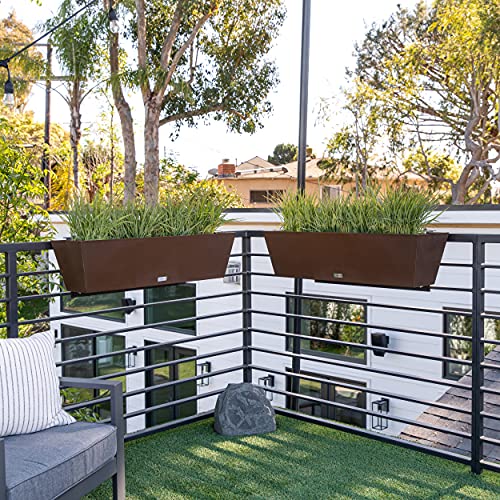 Image of Veradek Pure Series Railing Planter - Tapered Window Box with Bracket