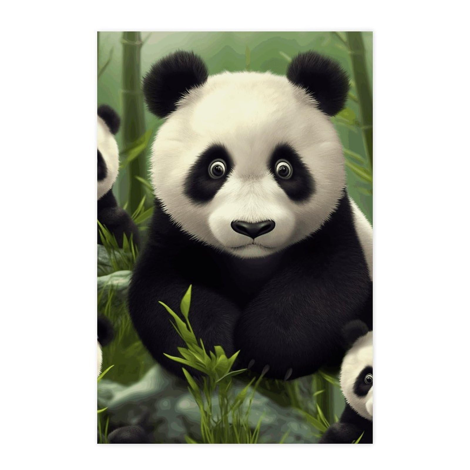 Poster panda mignon, un sticker mural en papier amovible pour égayer la chambre