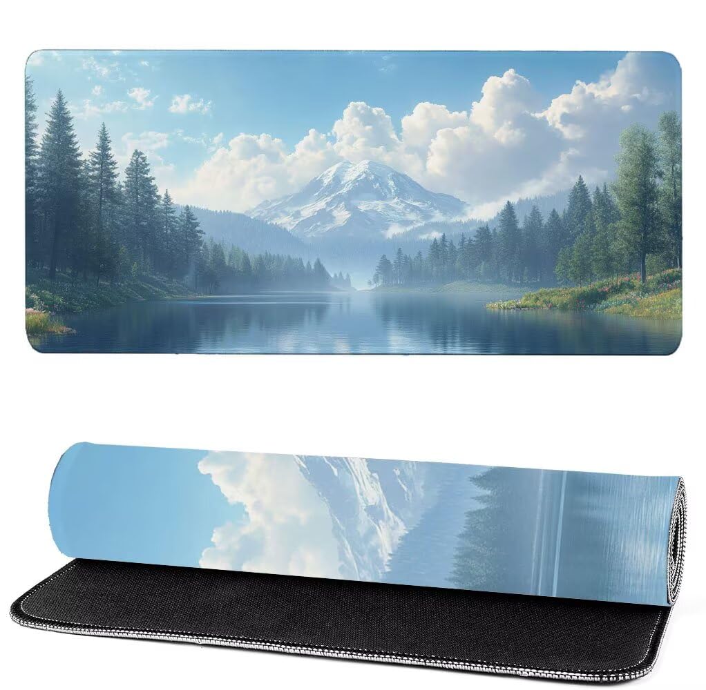 Podkładka pod mysz XXL 1400x600x3mm chmury, biała podkładka pod mysz do gier, ulepszona precyzja i szybkość, podkładka pod mysz do gier antypoślizgowa gumowa podstawa, dekoracja biurka MM-933