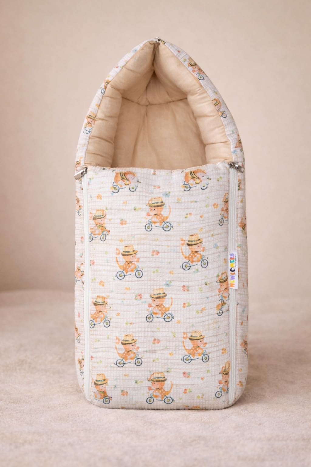 NEW COMERS® 3 in 1 Carry Nest Portable Cushion Bed with Waffle Texture Soft 100% Pure Muslin Padding Lightweight Travel Friendly Multi-Use Carry Wrap with Secure Support Design | Unisex Carry Bag Nest-image-46