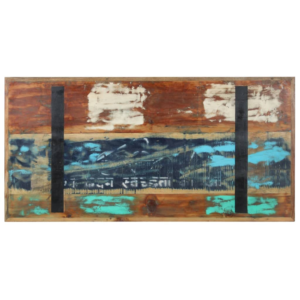 Mesa de comedor de 120 x 60 x 76 cm, madera vieja maciza, diseño industrial con patas de acero pulverizado, mesa de cocina pequeña y estable para cocina, salón, balcón, comedor