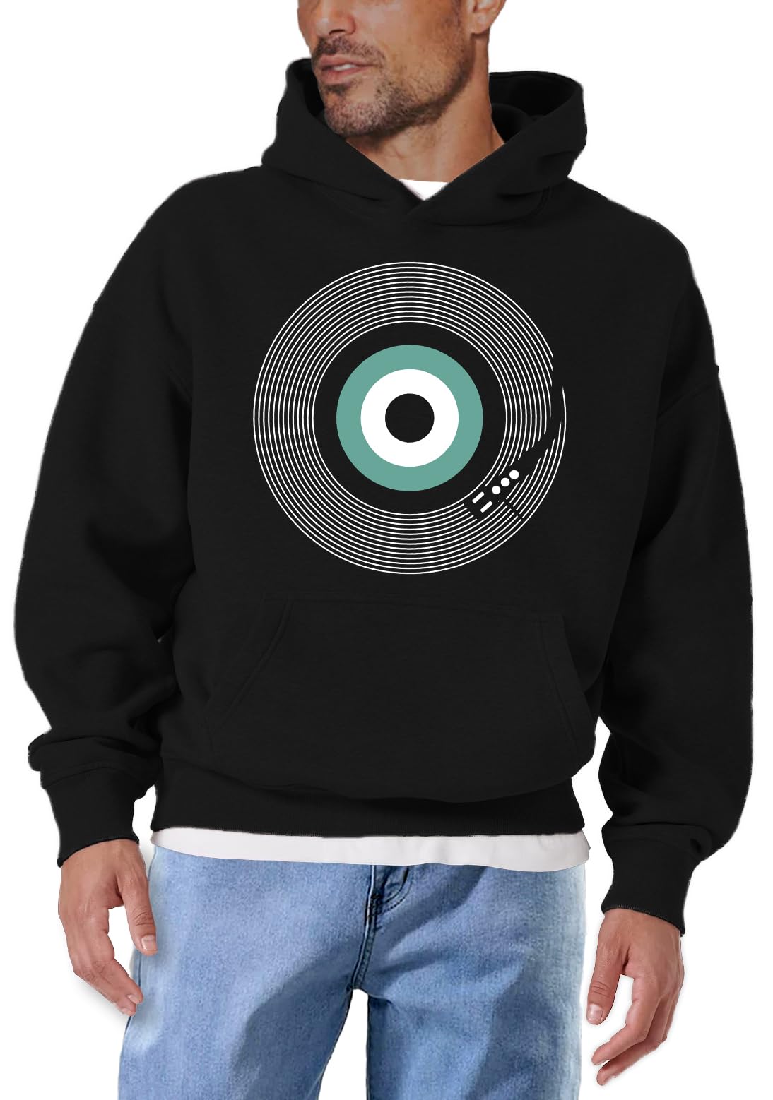 MAKAYA Felpa con Cappuccio Musica Regali Vinile Hip Hop Retro Hoodie Pullover Nastro Cassetta Cuffie Sweatshirt