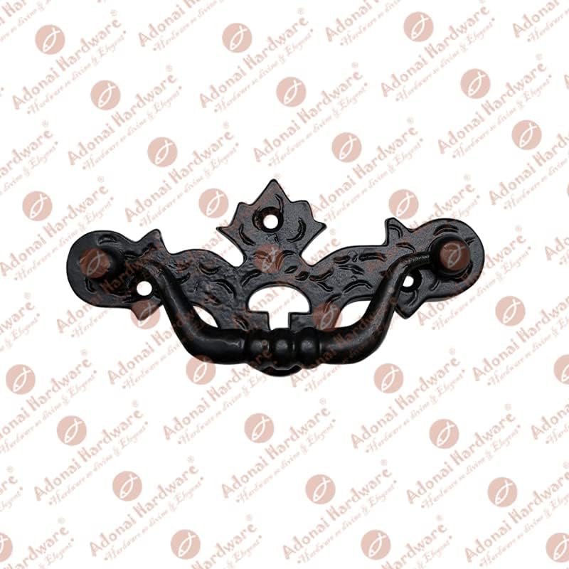 Adonai Hardware 4.5" "Neriah Antique Cast Iron Drop Pull (Supplied as 4 Pieces per Pack) - Matte Black